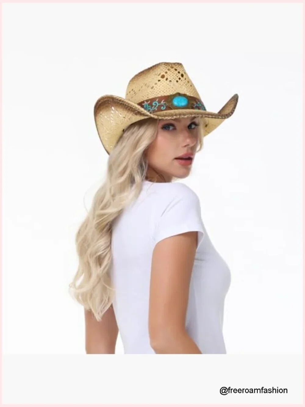 Wide Brim Straw Cowboy Hat Shapeable Brim Western Hat